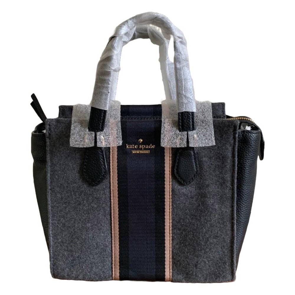 NWT KATE SPADE Charcoal Grey & Navy Jackson Street Small Hayden Satchel RARE - Picture 8 of 13